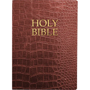 Kjver Holy Bible, Large Print, Walnut Alligator Bonded Leather, Thumb Index