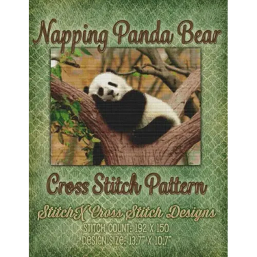 Napping Panda Bear Cross Stitch Pattern
