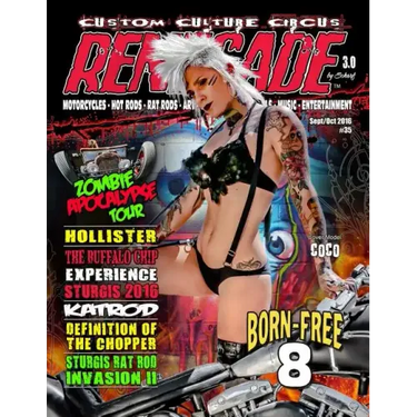 Renegade Magazine Issue 35: Renegade magazine is a kustom kulture publication featuring custom motorcycles, rat rods, artist pin-ups and more wild