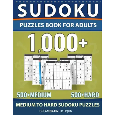 Sudoku Puzzles Book for Adults 1000+: Medium to Hard Sudoku Puzzle book 500 + Medium 500 + Hard with Full Solutions