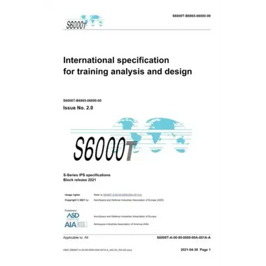 S6000T, International specification for training analysis and design, Issue 2.07: S-Series 2021 Block Release