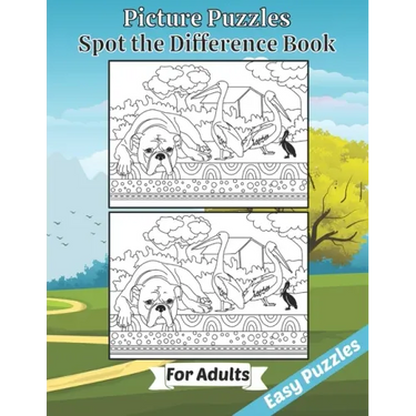 Picture Puzzles Spot the Difference Book for Adults: Easy Puzzles Book of Animals for Adult Brain Fun. Includes Solutions. Large Print Edition
