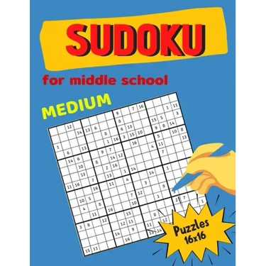 Medium Sudoku For Middle School Puzzles 16x16: Math riddles book for Teens, smart gifts for Boy & Girl, worksheet and answer key one puzzle per page