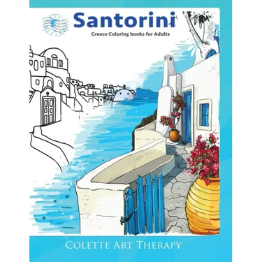 Santorini Greece coloring books for adults.