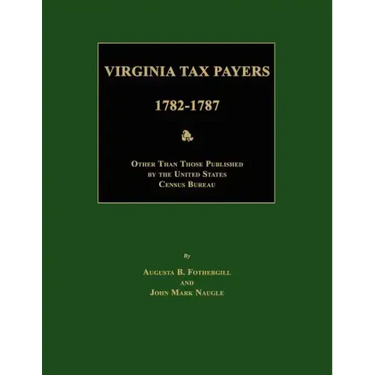 Virginia Tax Payers 1782 - 1787; Other Than Those Published by the United States Census Bureau