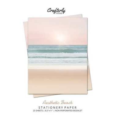 Aesthetic Beach Stationery Paper: Cute Letter Writing Paper for Home, Office, Letterhead Design, 25 Sheets