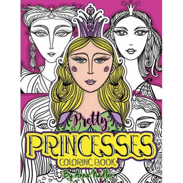 Pretty Princesses Coloring Book: 24 Unique and detailed illustrations of girl faces for you to color. Relax and enjoy coloring!