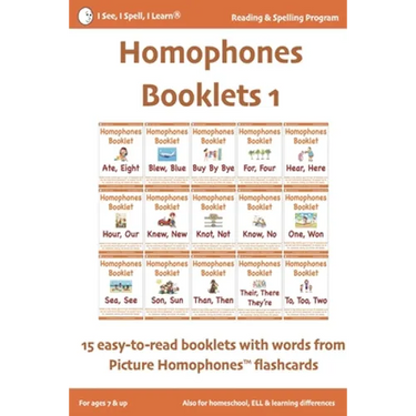 HOMOPHONES BOOKLETS 1 - Fun & Easy-to-Read 15 Booklets with words from Picture Homophones(TM) flashcards SET 1: For children in K-5, dyslexia, English