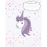 Composition Book: Unicorn Face Back To School Notebook For Girls - Purple Unicorn Face Front And Back Cover With Cute Confetti Stars And Dots