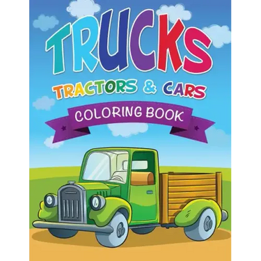 Trucks, Tractors & Cars Coloring Book