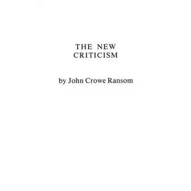 The New Criticism
