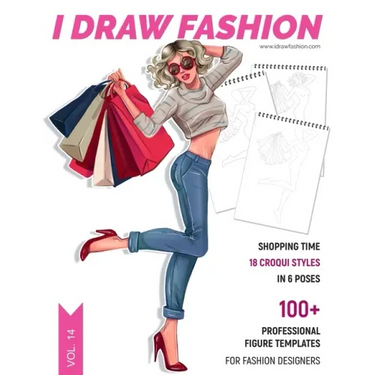 Shopping Time: 100+ Professional Figure Templates for Fashion Designers: Fashion Sketchpad with 18 Croqui Styles in 6 Poses