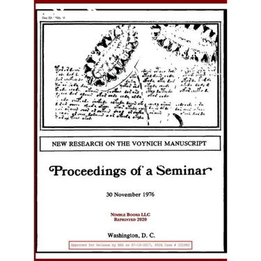 New Research on the Voynich Manuscript: Proceedings of a Seminar