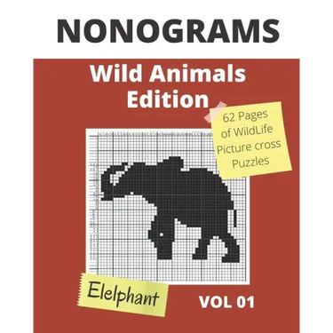 NONOGRAMS, Wild Animals Edition: Nonogram Puzzle Books, Griddlers Logic Puzzles Black and White for Adults also Known as Hanjie or Picross Puzzle Book
