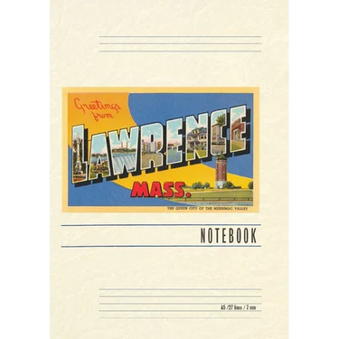 Vintage Lined Notebook Greetings from Lawrence, Mass.