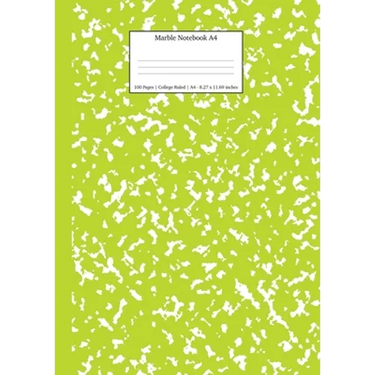 Marble Notebook A4: Green Marble College Ruled Journal