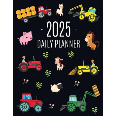 Farm Planner 2025: Cool Daily Agenda for 2025 Scheduler With Tractors & Funny Farm Animals (12 Months) Organizer with Cow, Sheep, Horse,