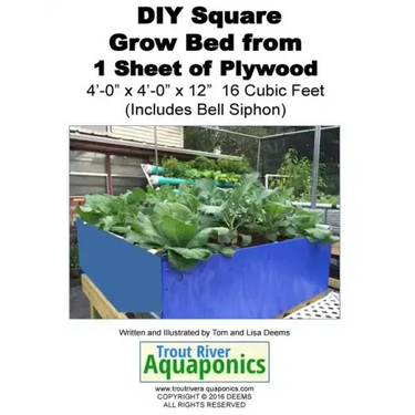 DIY Square Grow Bed from 1 Sheet of Plywood 4'-0" x 4'-0" x 12" 16 Cubic Feet (Includes Bell Siphon)
