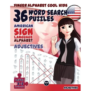 36 Word Search Puzzles with The American Sign Language Alphabet: Cool Kids Volume 01: Adjectives