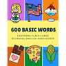 600 Basic Words Cartoons Flash Cards Bilingual English Portuguese: Easy learning baby first book with card games like ABC alphabet Numbers Animals to