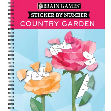 Brain Games - Sticker by Number: Country Garden (13 Images to Sticker)