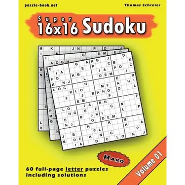 16x16 Super Sudoku: Hard 16x16 Full-page Alphabet Sudoku, Vol. 1