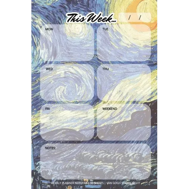 Weekly Planner Notepad: Van Gogh Starry Night, Daily Planning Pad for Organizing, Tasks, Goals, Schedule