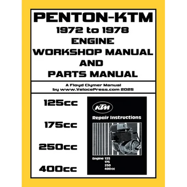PENTON - KTM 1972-1979 ENGINE WORKSHOP MANUAL & ILLUSTRATED PARTS MANUAL FOR THE 125cc-175cc-250cc & 400cc KTM ENGINES