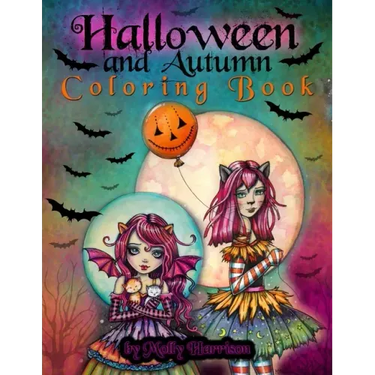 Halloween and Autumn Coloring Book by Molly Harrison: A Halloween coloring book featuring 25 pages of line art to color! Witches, Vampires, and More!