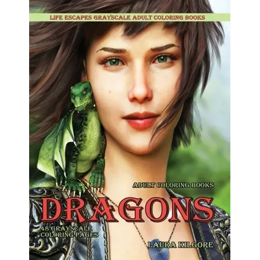 Adult Coloring Books Dragons: Life Escapes Grayscale Adult Coloring Books 48 grayscale coloring pages dragons, fantasy, fire breathing dragons, flyi