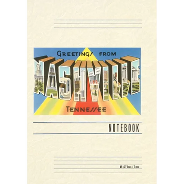 Vintage Lined Notebook Greetings from Nashville, Tennessee