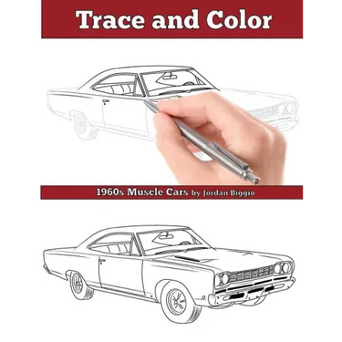 Trace and Color: 1960s Muscle Cars: Adult Activity Book