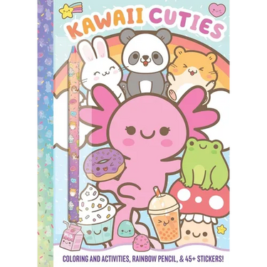 Kawaii Cuties: Coloring Book with Rainbow Pencil