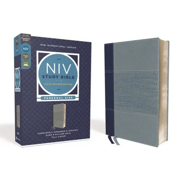 NIV Study Bible, Fully Revised Edition, Personal Size, Leathersoft, Navy/Blue, Red Letter, Comfort Print