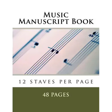 Music Manuscript Book: 12 staves per page