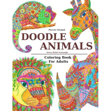 Doodle Animals Stress Relief Zentangle Coloring Book For Adults