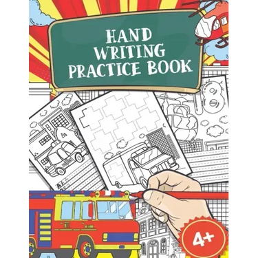 Hand Writing Practice Book: Policecar & Firetruck Coloring Book, Tracing Letters and Numbers for Preschool, Gift for Boys