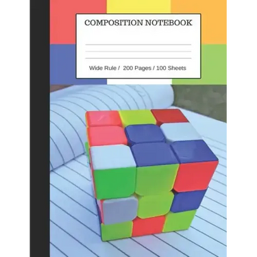 Puzzle Cube Notebook: Composition Wide Ruled Notebook, 200 Pages / 100 Sheets