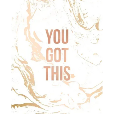 You Got This: Inspirational Quote Notebook, Classic White Marble and Rose Gold - 8 x 10, 120 Wide Ruled Pages