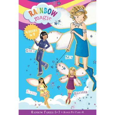 Rainbow Magic Rainbow Fairies: Books #5-7 with Special Pet Fairies Book #1: Sky the Blue Fairy, Inky the Indigo Fairy, Heather the Violet Fairy, Katie