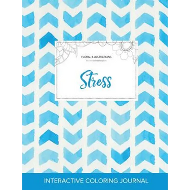 Adult Coloring Journal: Stress (Floral Illustrations, Watercolor Herringbone)
