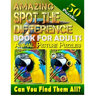 Amazing Spot the Difference Book for Adults: Animal Picture Puzzles (50 Puzzles): Can You Find All the Differences? (Volume 2)
