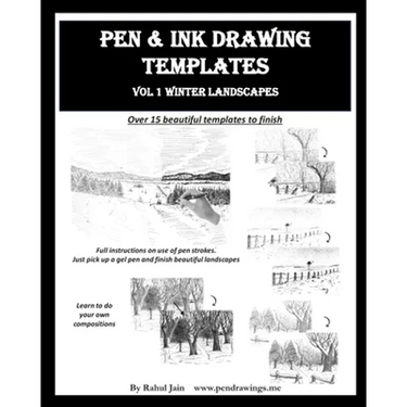 Pen and Ink Drawing Templates: vol. 1 Winter Landscapes