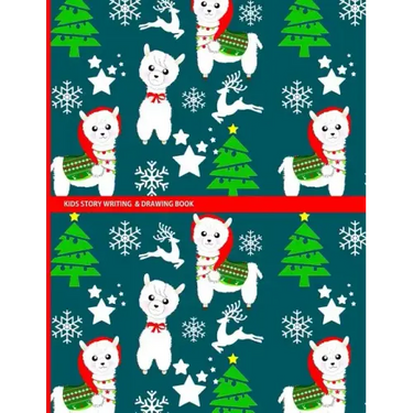 Kids Story Writing & Drawing Book: Festive Christmas Llama Pattern