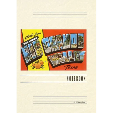 Vintage Lined Notebook Greetings from Rio Grande Valley, Texas