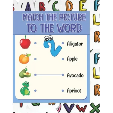 Match the picture: Using a line links the image to the word that corresponds to it. visual book that will help your child to know the spe