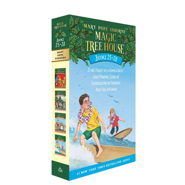 Magic Tree House Books 25-28 Boxed Set: Stage Fright on a Summer Night; Good Morning, Gorillas; Thanksgiving on Thursday; High Tide in Hawaii