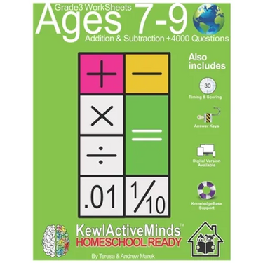 Grade 3 Worksheets - Math Addition & Subtraction, HomeSchool Ready +4000 Questions: Includes Timing & Scoring, Answer Keys, Knowledgebase Support