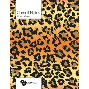 Cornell Notes: Jaguar Pattern Cover - Best Note Taking System for Students, Writers, Conferences. Cornell Notes Notebook. Large 8.5 x