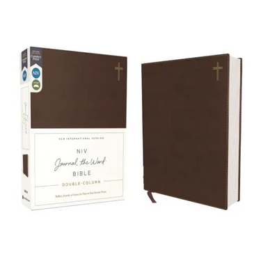 Niv, Journal the Word Bible, Double-Column, Leathersoft, Brown, Red Letter Edition, Comfort Print: Reflect, Take Notes, or Create Art Next to Your Fav